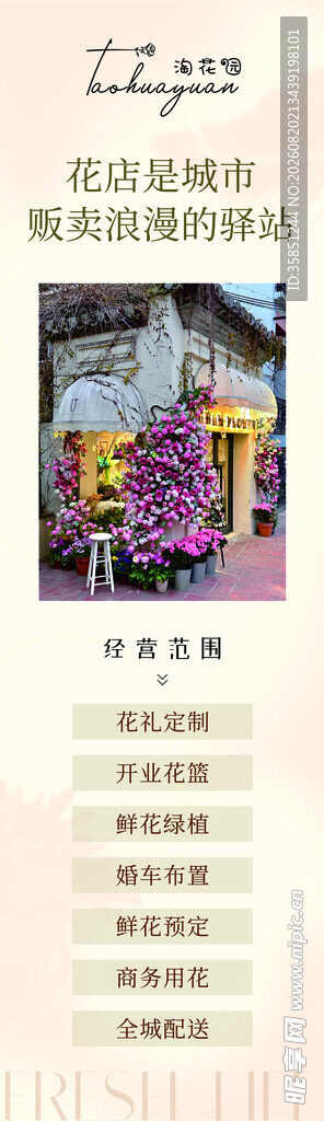 复古风格城市风景明信片  花店