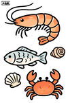 海鲜 虾 鱼 贝壳 螃蟹