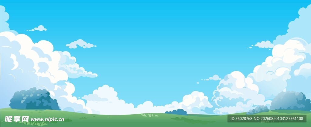 晴空草原背景