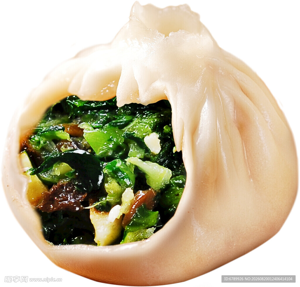 素馅包子内部特写