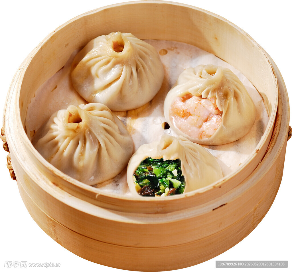 竹制蒸笼里的特色汤包