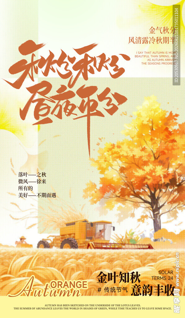 秋天公路旁的诗意风景
