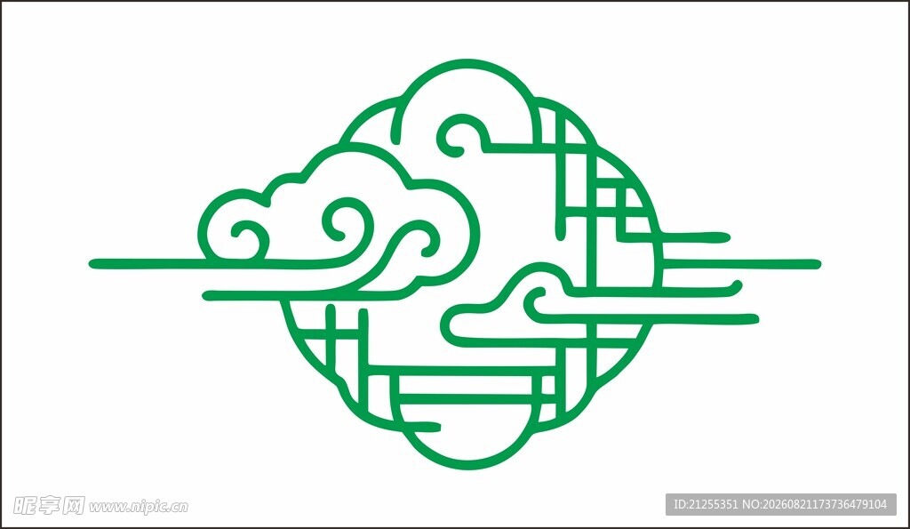 中式云纹几何简约图标
