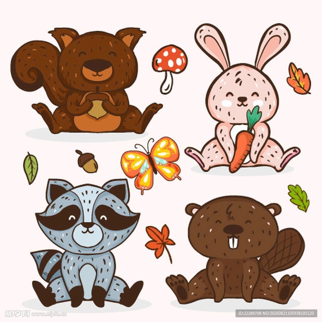 可爱森林动物插画