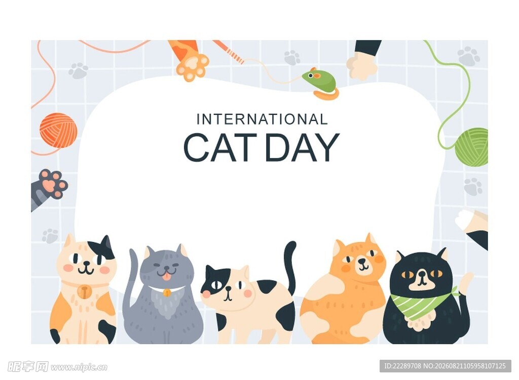 可爱猫咪庆祝国际猫咪日