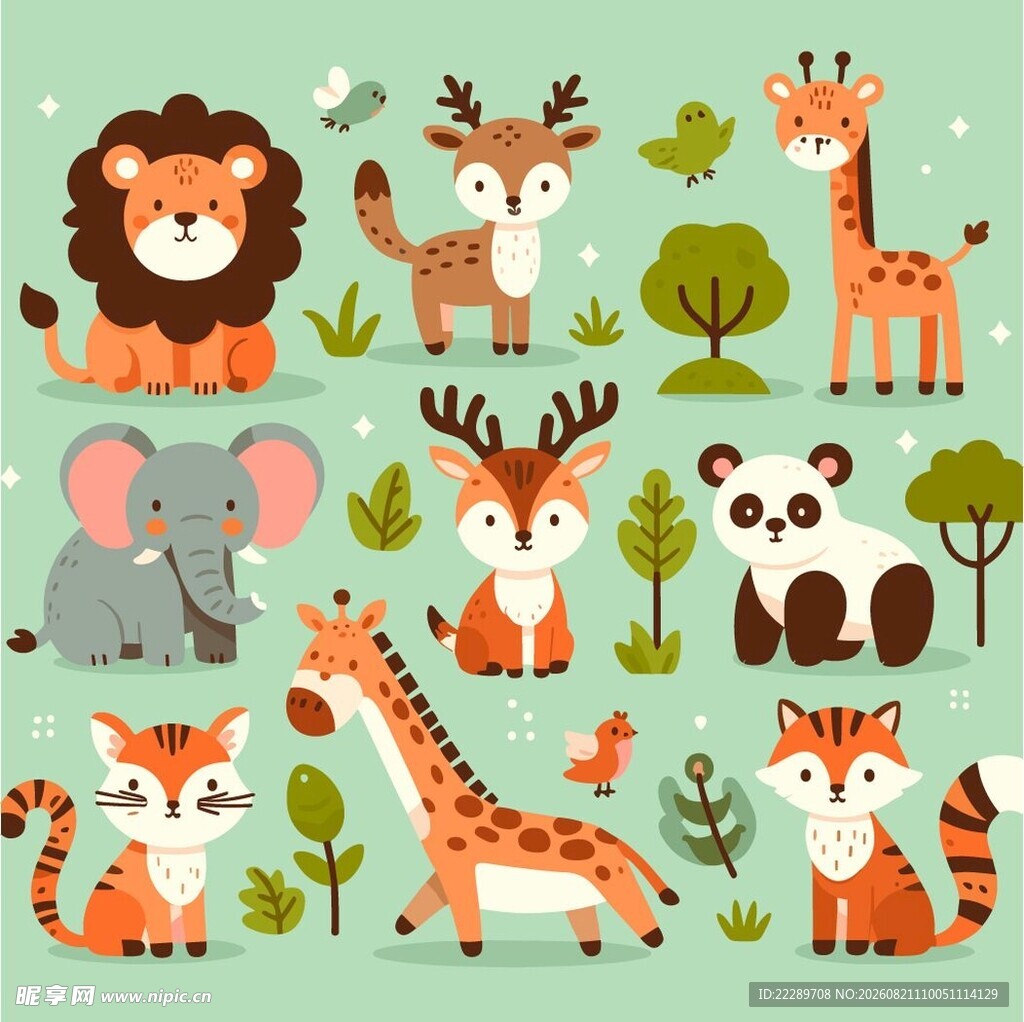 可爱森林动物插画集合