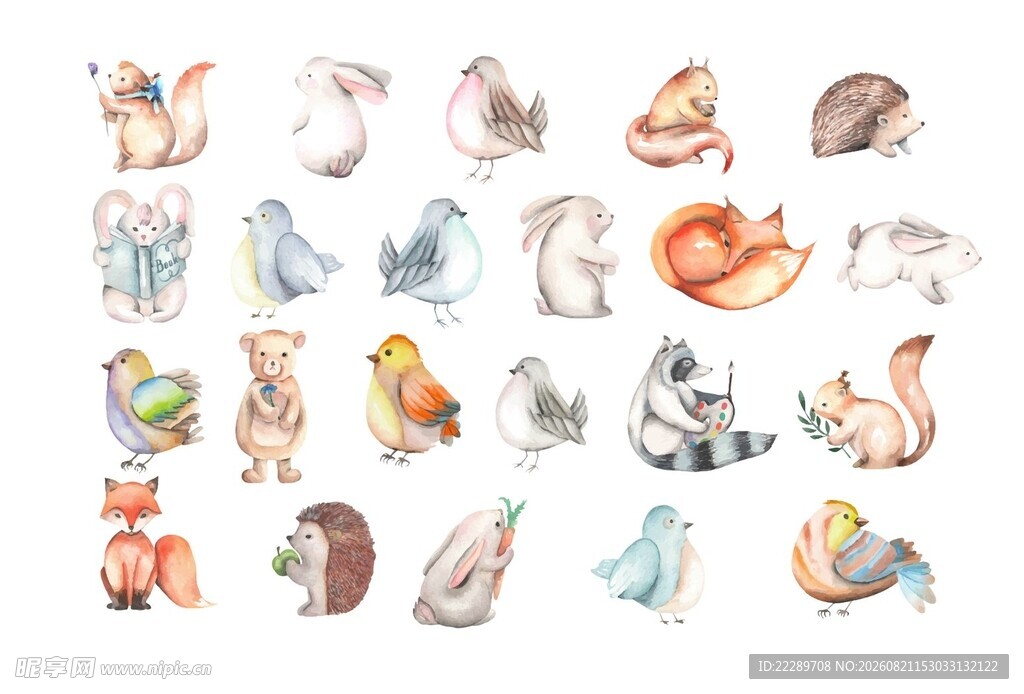 手绘可爱动物插画集合
