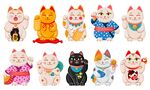 多彩招财猫摆件