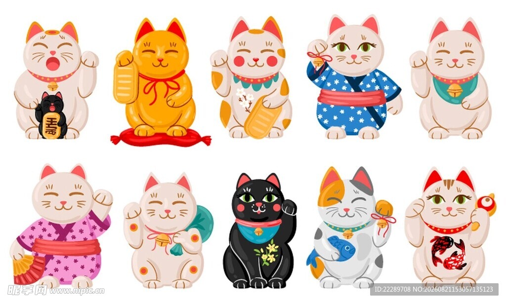 多彩招财猫摆件