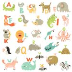 可爱动物字母插画集合