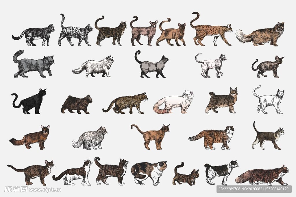 多样姿态的猫咪集合