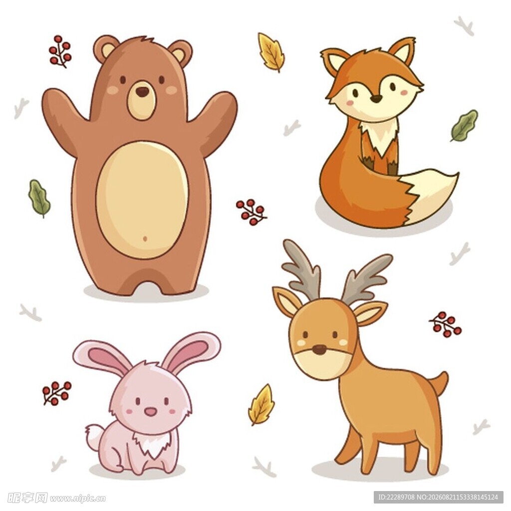 可爱森林小动物插画