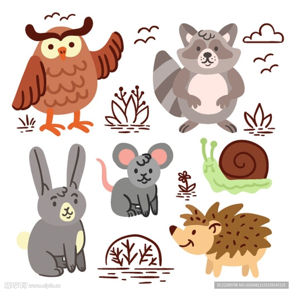 可爱森林小动物插画集合