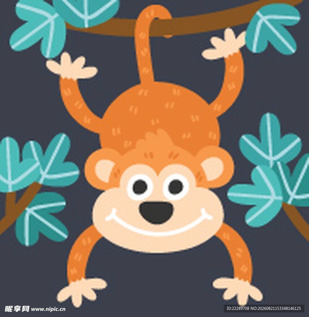 倒挂树枝的可爱小猴子
