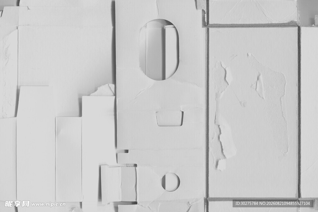 白色立体几何抽象艺术作品
