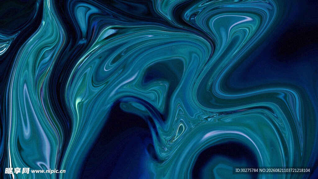 蓝绿色流体艺术纹理图案