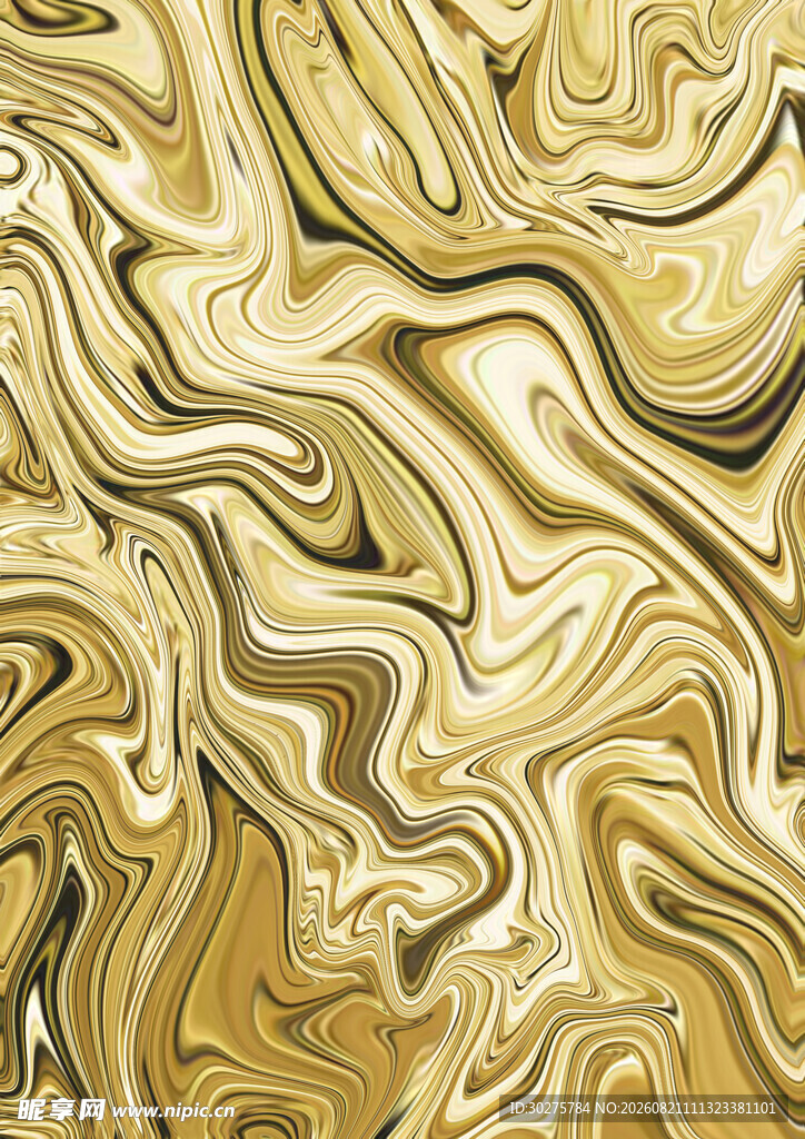 金色流体纹理艺术图案