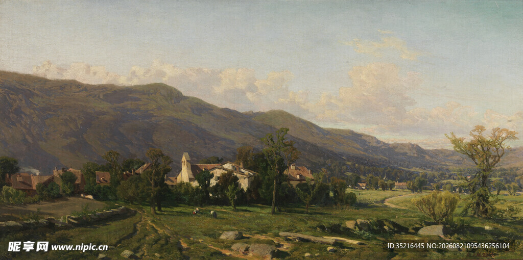 田园山野风景油画