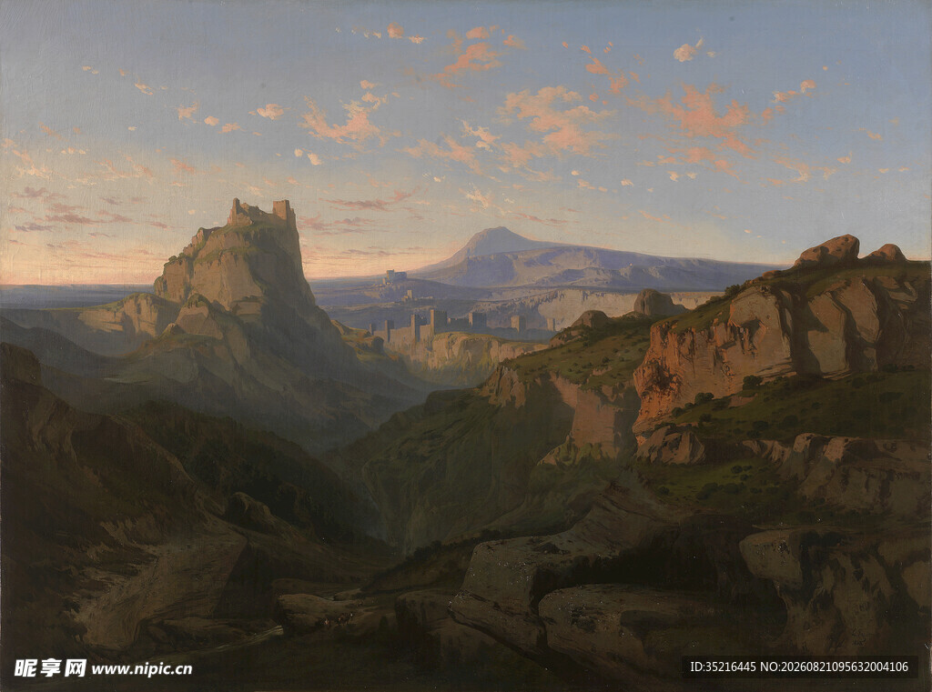 壮丽山景油画
