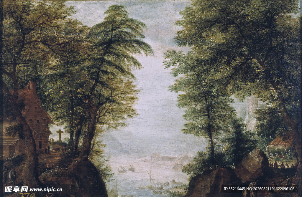 林间风景油画