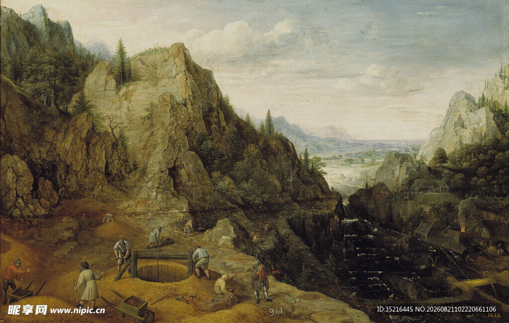 山间风景油画
