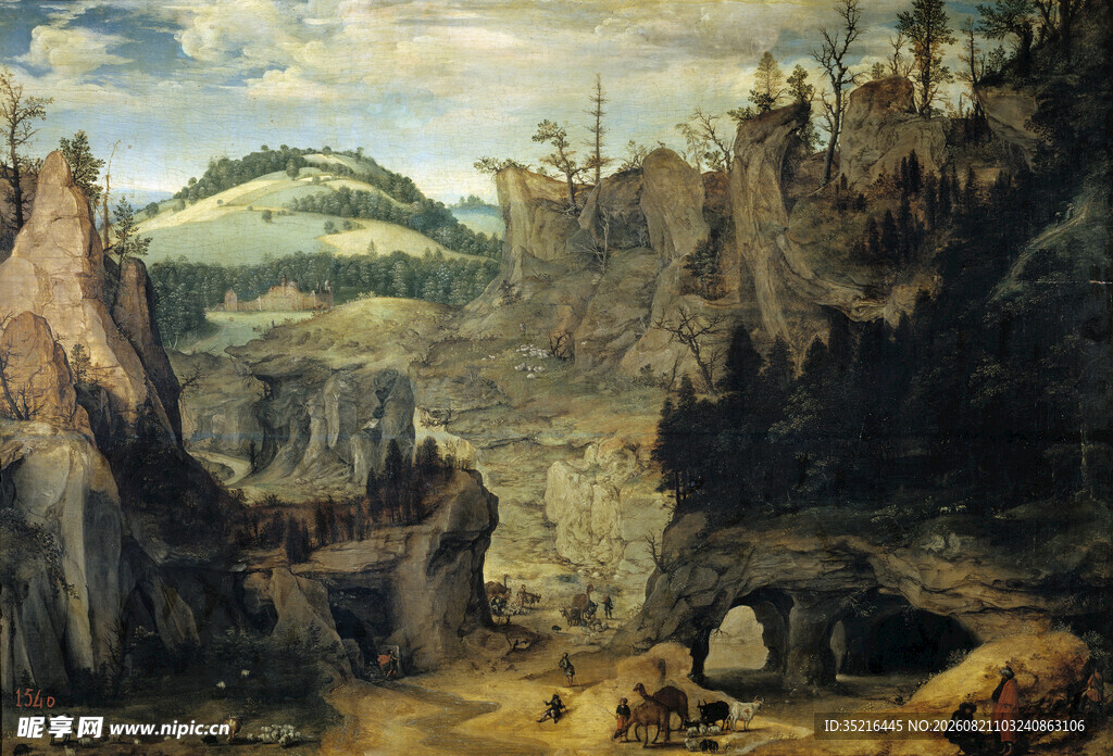 古典山水风景油画场景