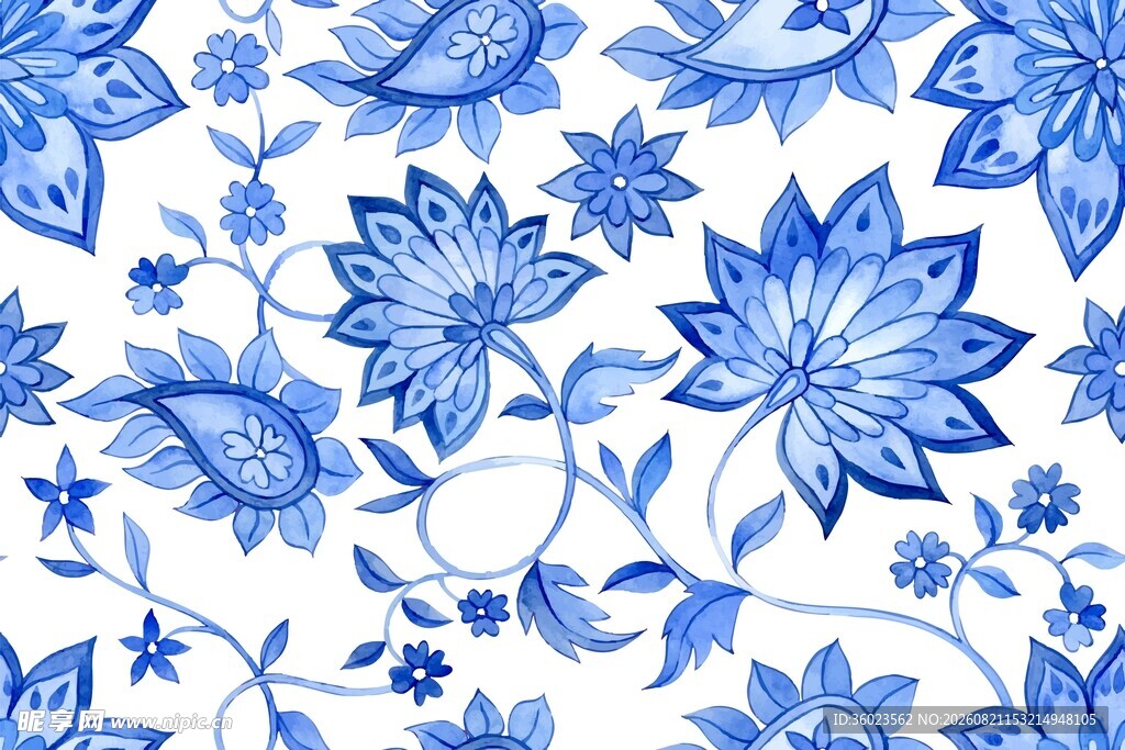 青花花卉底纹