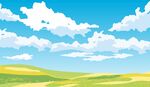 草原天空插画