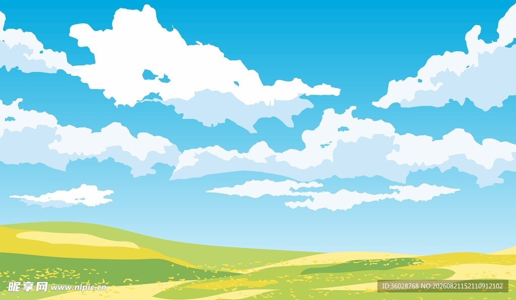 草原天空插画