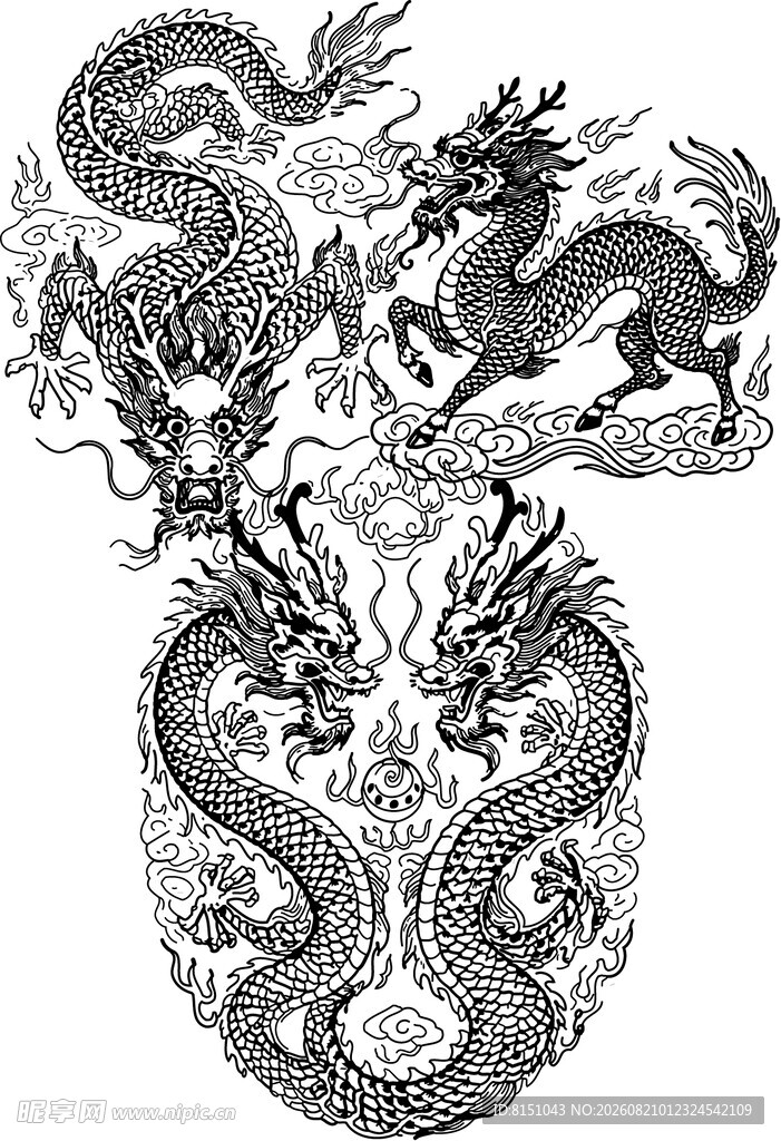 传统双龙图案艺术设计