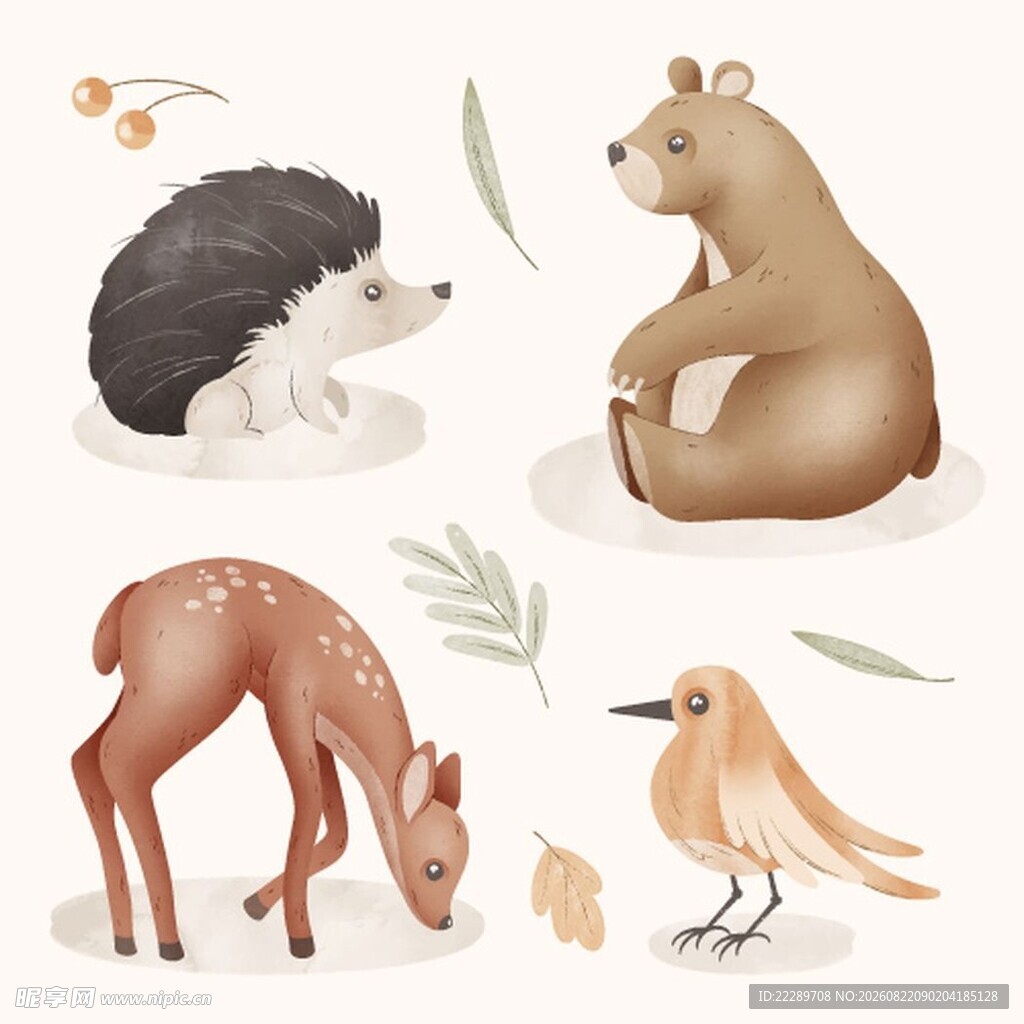 森林小动物插画