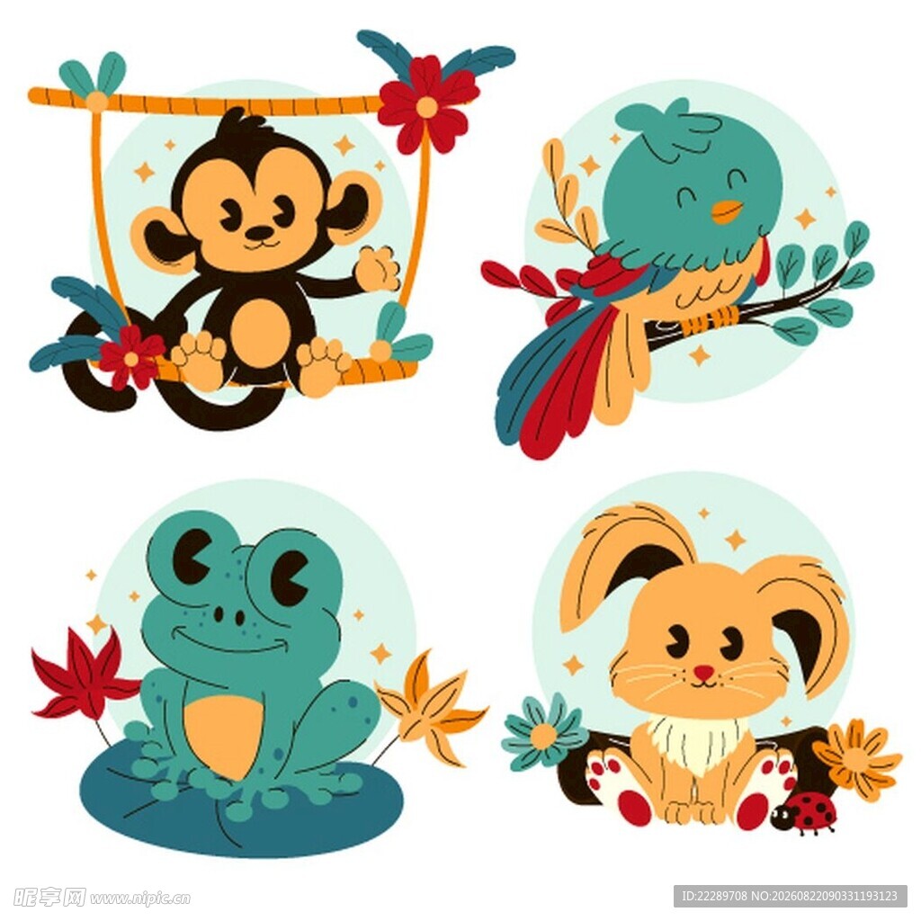 可爱动物插画