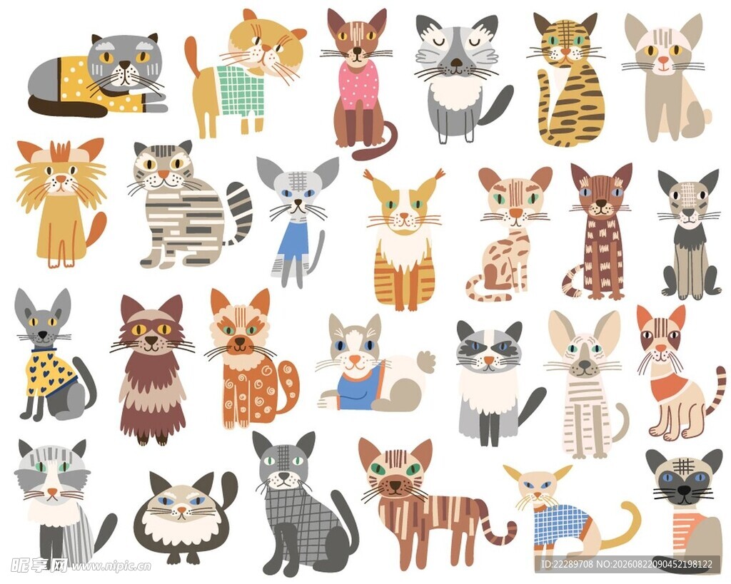 可爱多样猫咪插画集合