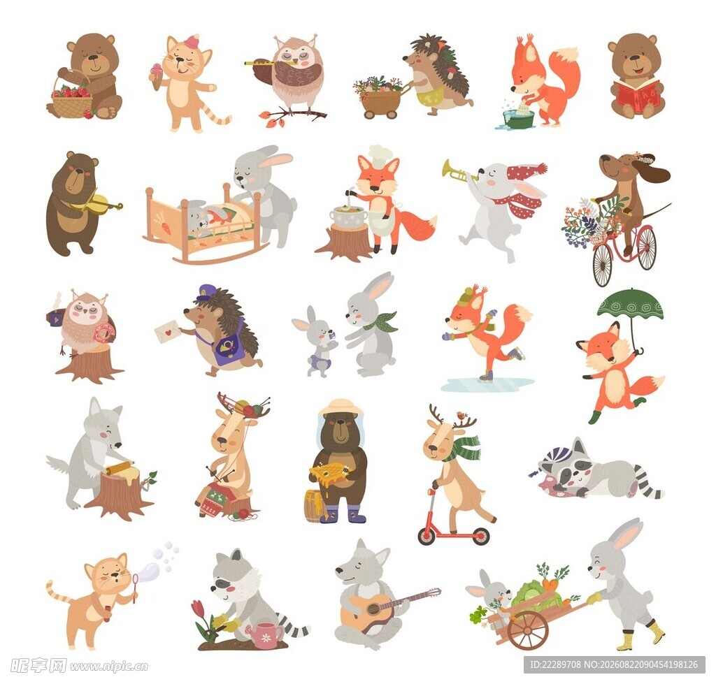 可爱动物插画集合