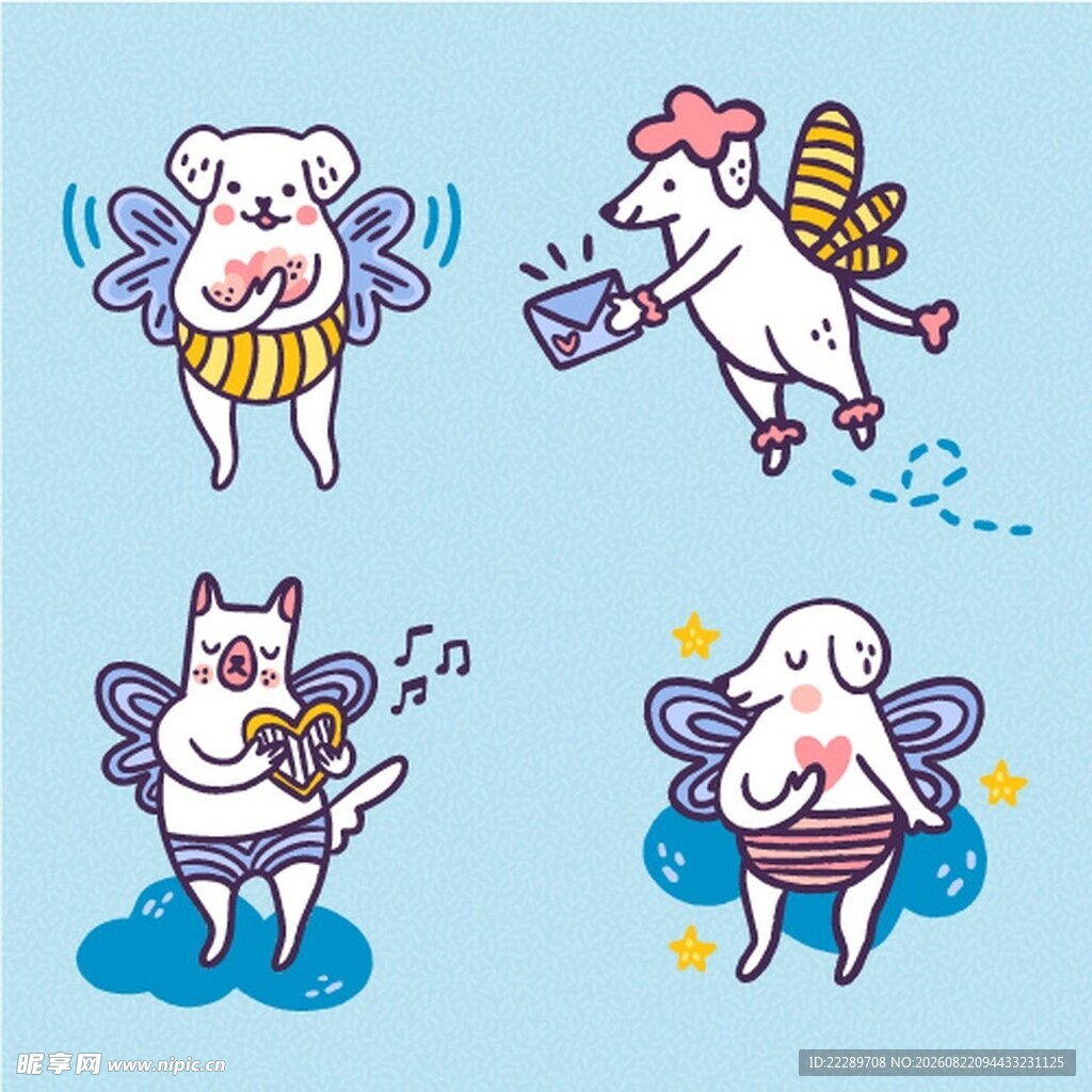 可爱飞天小猪插画