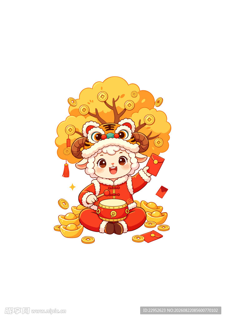 2027羊年新春萌羊卡通插画