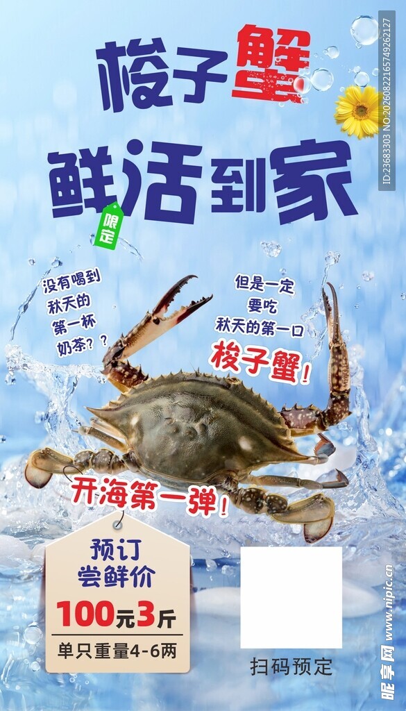 梭子蟹促销海报素材