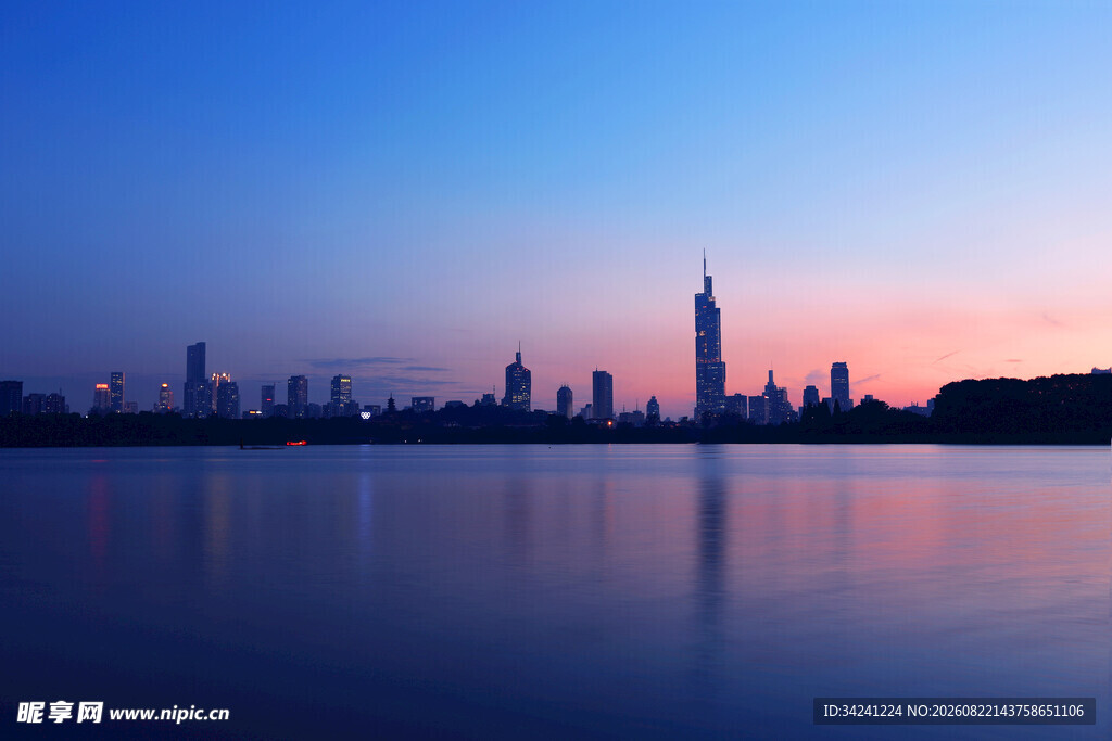 黄昏下的城市天际线美景