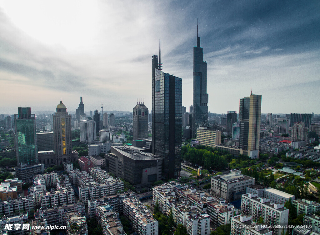 繁华都市天际线俯瞰景观