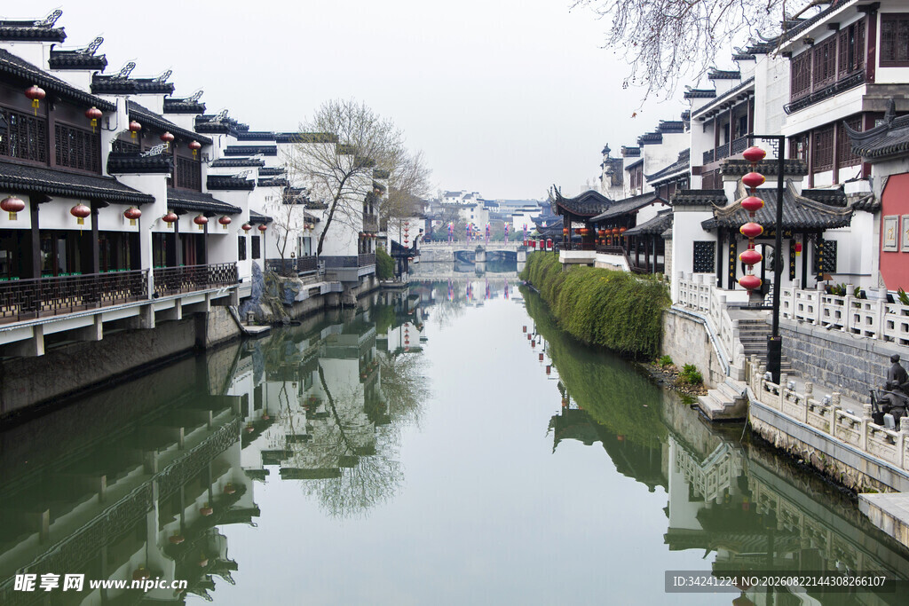 江南水乡古巷河道风景