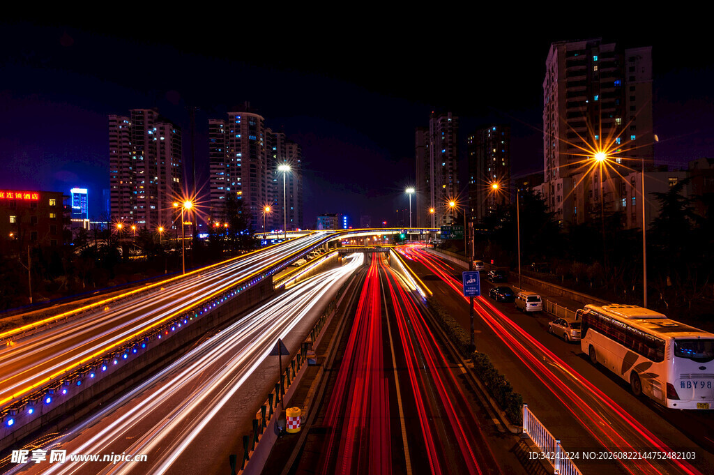 城市夜景车流光影轨迹