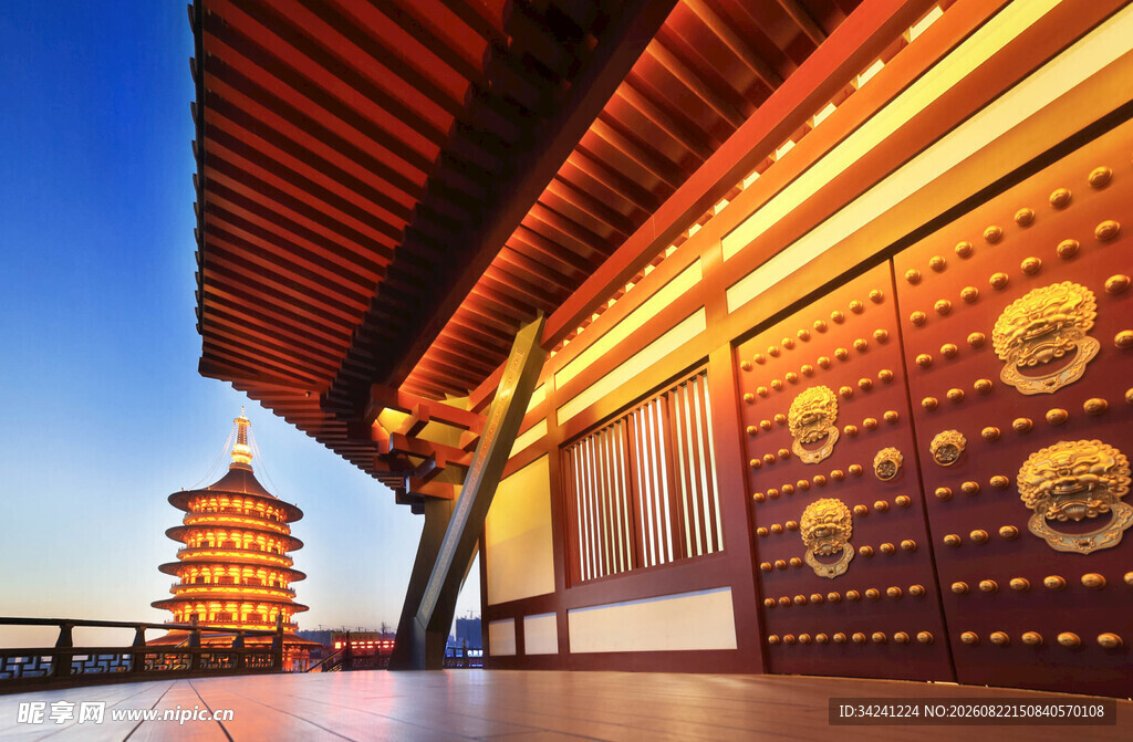 古建夜景中式建筑之美