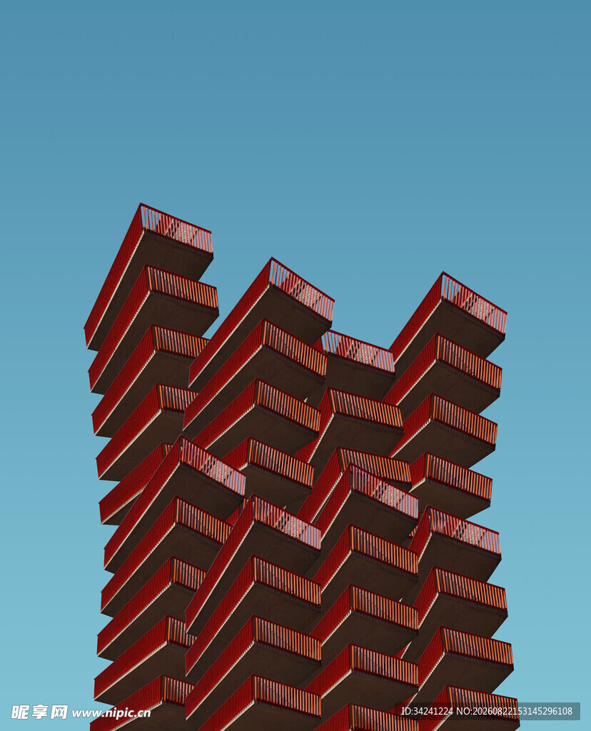 红色几何造型建筑