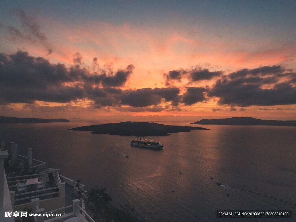 海上壮丽日落美景