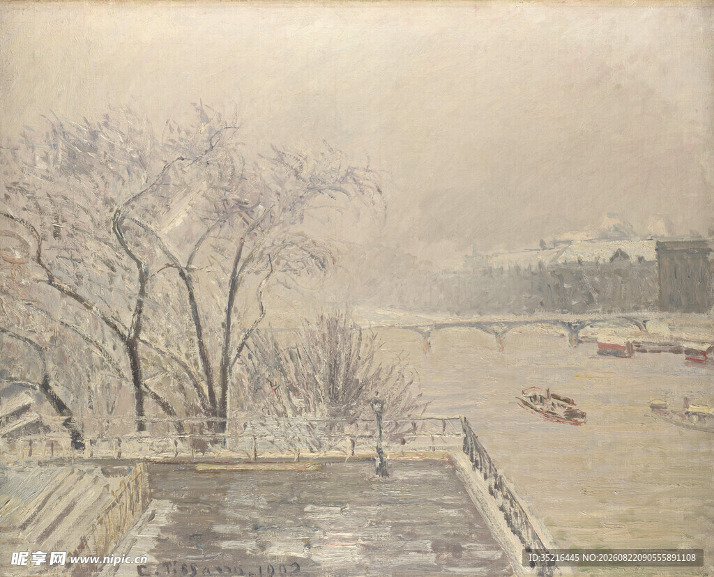 冬日河畔雪景