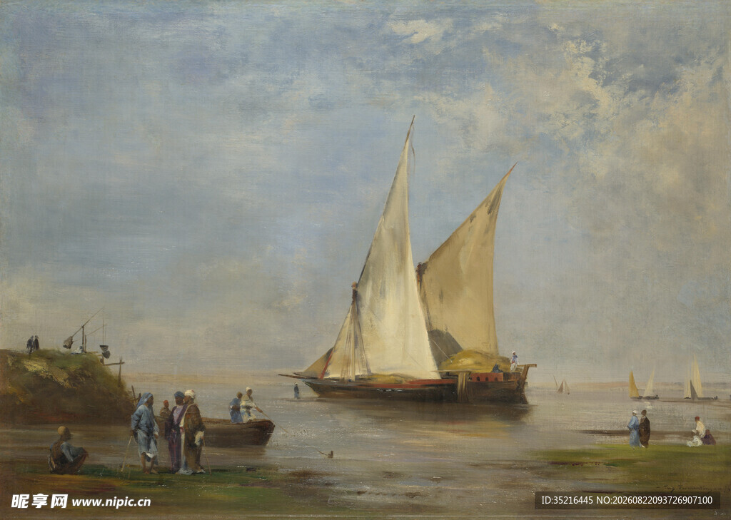 海上帆船风景油画