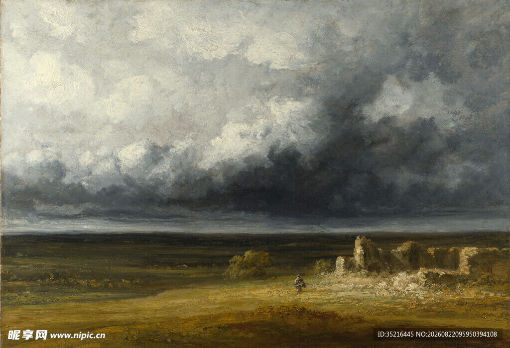 暴风雨前的旷野风景