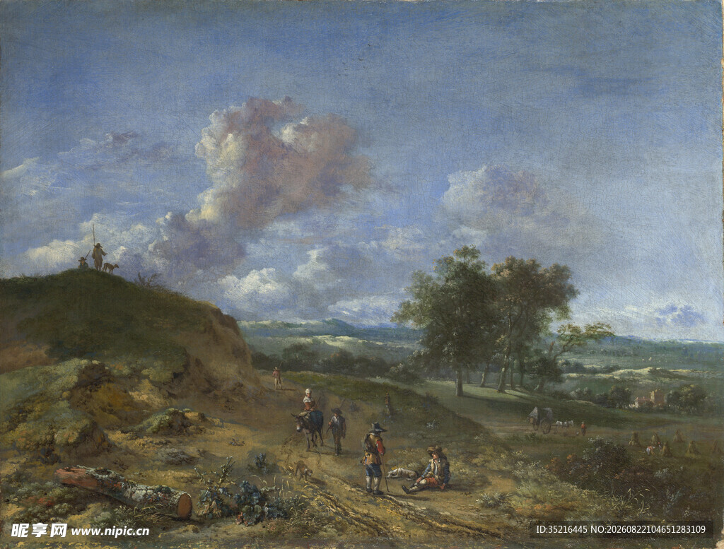 田园风景中的人物活动场景