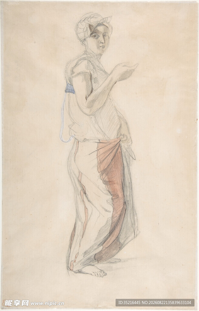 古典女性素描画像