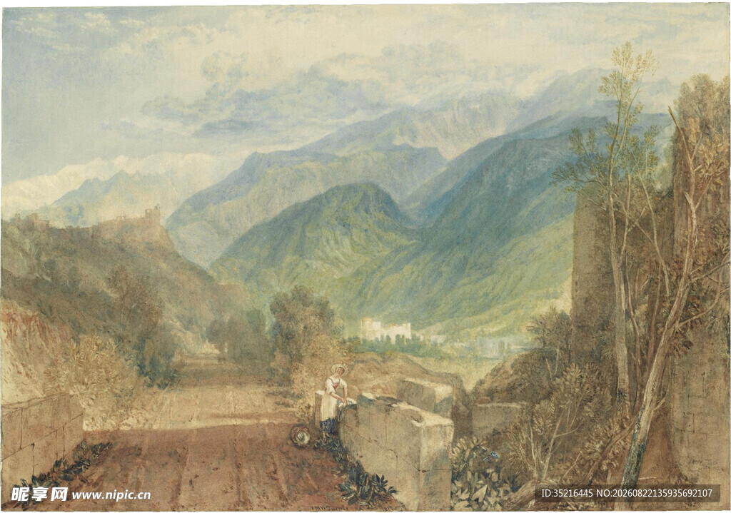 山间风景油画
